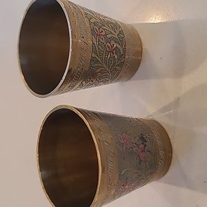Vintage Brass Shot Glasses from India